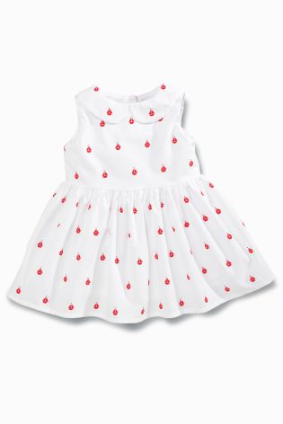 White Dress With Red Boat Print (0mths-2yrs)